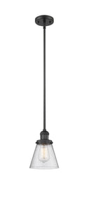 Innovations Lighting Small Cone 1-100 watt 6 inch Black Mini Pendant Seedy glass Hang Straight Swivel 201SBKG64