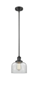 Innovations Lighting Large Bell 1-100 watt 8 inch Black Mini Pendant Clear glass Hang Straight Swivel 201SBKG72