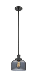 Innovations Lighting Large Bell 1-100 watt 8 inch Black Mini Pendant Smoked glass Hang Straight Swivel 201SBKG73