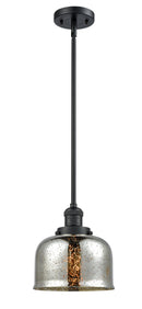 Innovations Lighting Large Bell 1-100 watt 8 inch Black Mini Pendant Silver Plated Mercury glass Hang Straight Swivel 201SBKG78