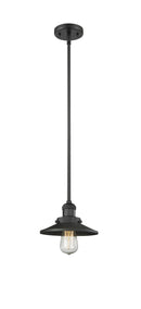 Innovations Lighting Railroad 1-100 watt 8 inch Black Mini Pendant Matte Black Railroad shades Hang Straight Swivel 201SBKM6