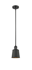 Innovations Lighting Addison 1-100 watt 5 inch Black Mini Pendant Brushed Brass Addison shades Hang Straight Swivel 201SBKM9BK
