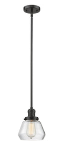 Innovations Lighting Fulton 1-100 watt 7 inch Oil Rubbed Bronze Mini Pendant Clear glass Hang Straight Swivel 201SOBG172