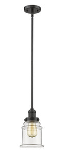 Innovations Lighting Canton 1-100 watt 6.5 inch Oil Rubbed Bronze Mini Pendant Clear glass Hang Straight Swivel 201SOBG182