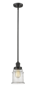 Innovations Lighting Canton 1-100 watt 6.5 inch Oil Rubbed Bronze Mini Pendant Seedy glass Hang Straight Swivel 201SOBG184