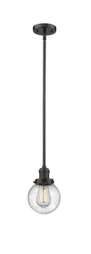 Innovations Lighting Beacon 1-100 watt 6 inch Oil Rubbed Bronze Mini Pendant Seedy glass Hang Straight Swivel 201SOBG2046
