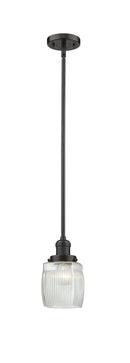 Innovations Lighting Colton 1-100 watt 8 inch Oil Rubbed Bronze Mini Pendant Thick Clear Halophane glass Hang Straight Swivel 201SOBG302