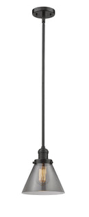 Innovations Lighting Large Cone 1-100 watt 8 inch Oil Rubbed Bronze Mini Pendant Smoked glass Hang Straight Swivel 201SOBG43