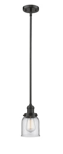 Innovations Lighting Small Bell 1-100 watt 5 inch Oil Rubbed Bronze Mini Pendant Clear glass Hang Straight Swivel 201SOBG52