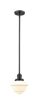 Innovations Lighting Small Oxford 1-100 watt 8 inch Oil Rubbed Bronze Mini Pendant Matte White Cased glass Hang Straight Swivel 201SOBG531