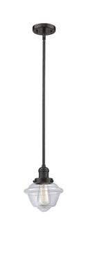 Innovations Lighting Small Oxford 1-100 watt 8 inch Oil Rubbed Bronze Mini Pendant Clear glass Hang Straight Swivel 201SOBG532