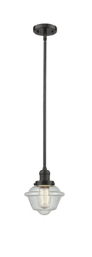 Innovations Lighting Small Oxford 1-100 watt 8 inch Oil Rubbed Bronze Mini Pendant Seedy glass Hang Straight Swivel 201SOBG534