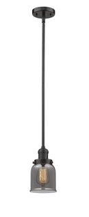 Innovations Lighting Small Bell 1-100 watt 5 inch Oil Rubbed Bronze Mini Pendant Smoked glass Hang Straight Swivel 201SOBG53