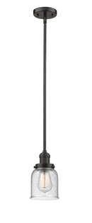Innovations Lighting Small Bell 1-100 watt 5 inch Oil Rubbed Bronze Mini Pendant Seedy glass Hang Straight Swivel 201SOBG54