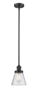 Innovations Lighting Small Cone 1-100 watt 6 inch Oil Rubbed Bronze Mini Pendant Seedy glass Hang Straight Swivel 201SOBG64