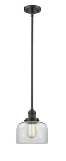 Innovations Lighting Large Bell 1-100 watt 8 inch Oil Rubbed Bronze Mini Pendant Clear glass Hang Straight Swivel 201SOBG72