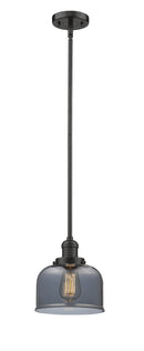 Innovations Lighting Large Bell 1-100 watt 8 inch Oil Rubbed Bronze Mini Pendant Smoked glass Hang Straight Swivel 201SOBG73