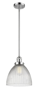 Innovations Lighting Seneca Falls 1-100 watt 10 inch Polished Chrome Pendant Halophane glass Hang Straight Swivel 201SPCG222