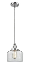 Innovations Lighting Large Bell 1-100 watt 8 inch Polished Chrome Mini Pendant Clear glass Hang Straight Swivel 201SPCG72