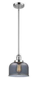 Innovations Lighting Large Bell 1-100 watt 8 inch Polished Chrome Mini Pendant Smoked glass Hang Straight Swivel 201SPCG73