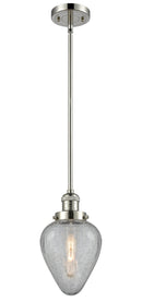 Innovations Lighting Geneseo 1-100 watt 6.5 inch Polished Nickel Mini Pendant Clear Crackle glass Hang Straight Swivel 201SPNG165