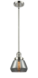 Innovations Lighting Fulton 1-100 watt 7 inch Polished Nickel Mini Pendant Smoked glass Hang Straight Swivel 201SPNG173