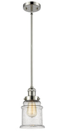 Innovations Lighting Canton 1-100 watt 6.5 inch Polished Nickel Mini Pendant Seedy glass Hang Straight Swivel 201SPNG184