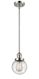 Innovations Lighting Beacon 1-100 watt 6 inch Polished Nickel Mini Pendant Seedy glass Hang Straight Swivel 201SPNG2046