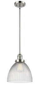 Innovations Lighting Seneca Falls 1-100 watt 10 inch Polished Nickel Pendant Halophane glass Hang Straight Swivel 201SPNG222