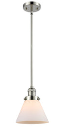 Innovations Lighting Large Cone 1-100 watt 8 inch Polished Nickel Mini Pendant Matte White Cased glass Hang Straight Swivel 201SPNG41