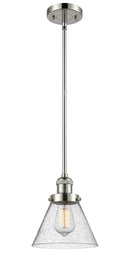 Innovations Lighting Large Cone 1-100 watt 8 inch Polished Nickel Mini Pendant Seedy glass Hang Straight Swivel 201SPNG44