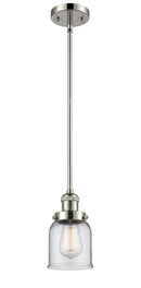 Innovations Lighting Small Bell 1-100 watt 5 inch Polished Nickel Mini Pendant Clear glass Hang Straight Swivel 201SPNG52
