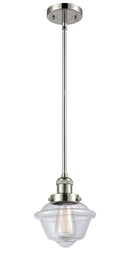 Innovations Lighting Small Oxford 1-100 watt 8 inch Polished Nickel Mini Pendant Clear glass Hang Straight Swivel 201SPNG532