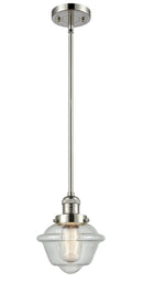 Innovations Lighting Small Oxford 1-100 watt 8 inch Polished Nickel Mini Pendant Seedy glass Hang Straight Swivel 201SPNG534