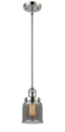 Innovations Lighting Small Bell 1-100 watt 5 inch Polished Nickel Mini Pendant Smoked glass Hang Straight Swivel 201SPNG53