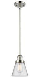 Innovations Lighting Small Cone 1-100 watt 6 inch Polished Nickel Mini Pendant Seedy glass Hang Straight Swivel 201SPNG64