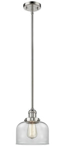 Innovations Lighting Large Bell 1-100 watt 8 inch Polished Nickel Mini Pendant Clear glass Hang Straight Swivel 201SPNG72