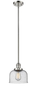 Innovations Lighting Large Bell 1-100 watt 8 inch Polished Nickel Mini Pendant Seedy glass Hang Straight Swivel 201SPNG74