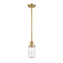 Dover Mini Pendant shown in the Satin Gold finish with a Seedy shade