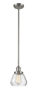 Innovations Lighting Fulton 1-100 watt 7 inch Brushed Satin Nickel Mini Pendant Clear glass Hang Straight Swivel 201SSNG172