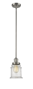 Innovations Lighting Canton 1-100 watt 6.5 inch Brushed Satin Nickel Mini Pendant Seedy glass Hang Straight Swivel 201SSNG184