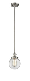 Innovations Lighting Beacon 1-100 watt 6 inch Brushed Satin Nickel Mini Pendant Clear glass Hang Straight Swivel 201SSNG2026