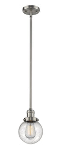 Innovations Lighting Beacon 1-100 watt 6 inch Brushed Satin Nickel Mini Pendant Seedy glass Hang Straight Swivel 201SSNG2046