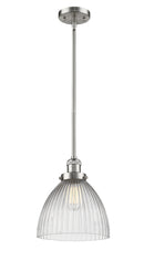 Innovations Lighting Seneca Falls 1-100 watt 10 inch Brushed Satin Nickel Pendant Halophane glass Hang Straight Swivel 201SSNG222