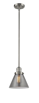 Innovations Lighting Large Cone 1-100 watt 8 inch Brushed Satin Nickel Mini Pendant Smoked glass Hang Straight Swivel 201SSNG43