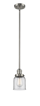 Innovations Lighting Small Bell 1-100 watt 5 inch Brushed Satin Nickel Mini Pendant Clear glass Hang Straight Swivel 201SSNG52