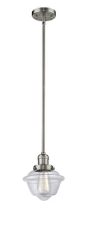 Innovations Lighting Small Oxford 1-100 watt 8 inch Brushed Satin Nickel Mini Pendant Clear glass Hang Straight Swivel 201SSNG532