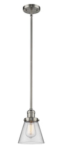 Innovations Lighting Small Cone 1-100 watt 6 inch Brushed Satin Nickel Mini Pendant Clear glass Hang Straight Swivel 201SSNG62