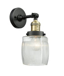 Innovations Lighting Colton 1-100 watt 5.5 inch Black Antique Brass Sconce Thick Clear Halophane glass 180 Degree Adjustable 203BABG302
