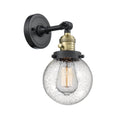 Innovations Lighting Beacon 1-100 watt 6 inch Black Antique Brass Sconce Seedy glass 180 Degree Adjustable Swivel High-Low-Off Switch 203SWBABG2046